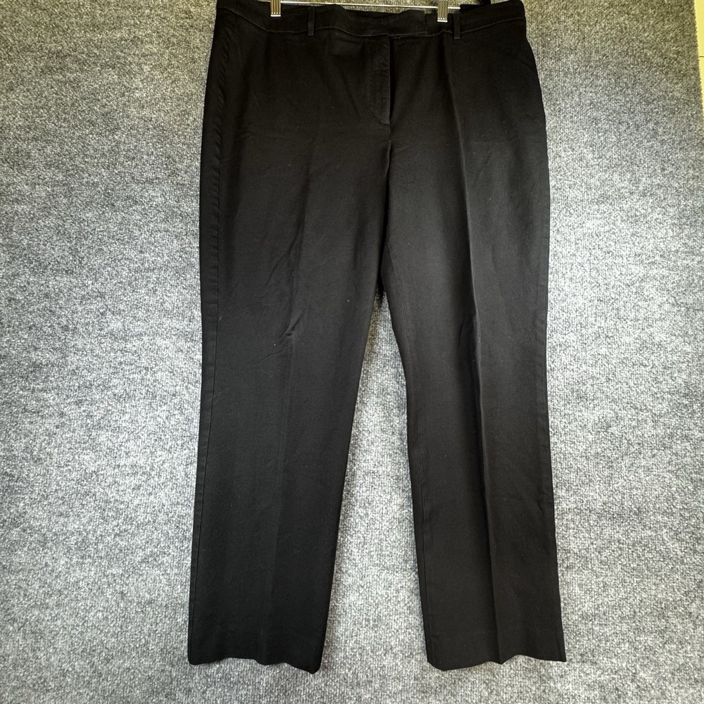 Talbots Straight Leg Pants Womens 18 Black High Waist Cotton Curvy Flat Front